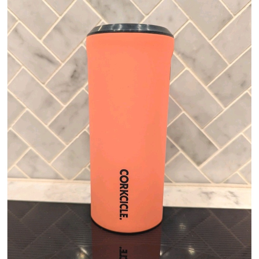 Corkcicle Slim Can Cooler 12 ounce Skinny Drinks Stainless NEW Neon Lights Coral - Picture 4 of 4